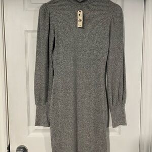 Brand New Garage Grey Ribbed Knit Dress.  Garage Dress Size Small.  Long Cuffs